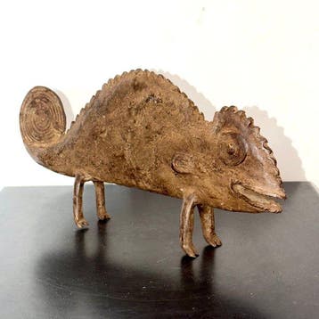 Caméléon en bronze, art traditionnel africain - Sculpture -