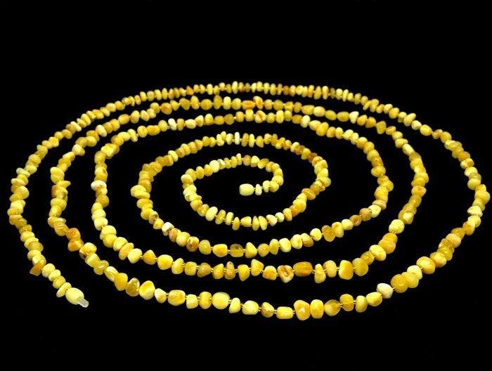 Golden Sunbeams - Een majestueuze 2,35 m lange halsketting, Verzamelen, Mineralen en Fossielen