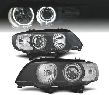 PHARES LED ANGEL EYES POUR BMW X5 E53 00-03 FOND NOIR, Verzenden