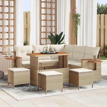 vidaXL Tuinbank Set 10 st 9-Aantal zitplaatsen Beige en, Verzenden, Nieuw