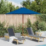 vidaXL Parasol met houten paal 150x200 cm blauw, Verzenden