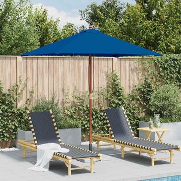 vidaXL Parasol met houten paal 150x200 cm blauw, Tuin en Terras, Verzenden, Nieuw