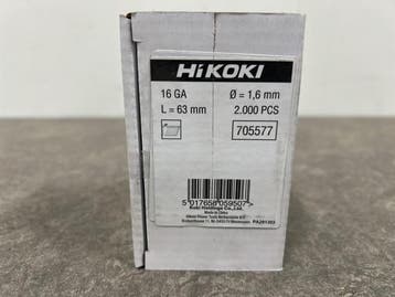 Veiling - 2x Hikoki afwerkspijker schuin 16 GA 63mm 2000-pac, Doe-het-zelf en Bouw, Nieuw