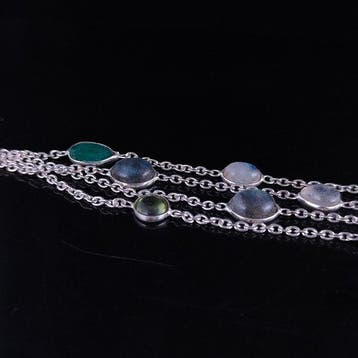 Armband van maansteen, smaragd, citrien, labradoriet, lapis