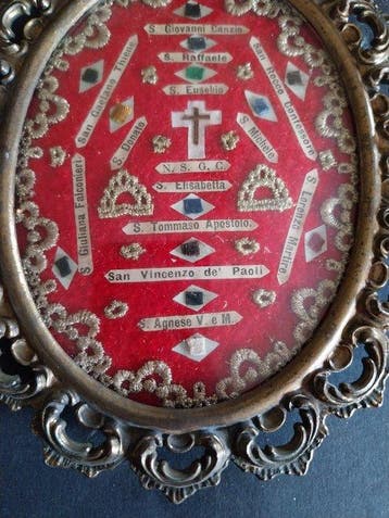 Reliekhouder - Brons, Glas, Hout, Textiel, Papier - 20e eeuw, Antiek en Kunst