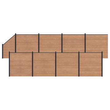 vidaXL Hekpaneel 9 pcs WPC en Aluminium Bruin, Verzenden, Nieuw