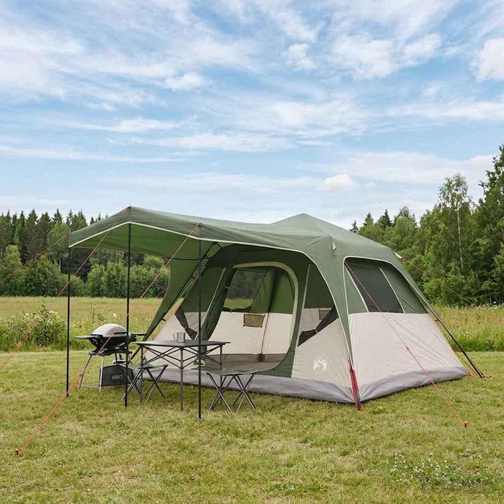 vidaXL Familietent met dak Groen 305 x 275 x 190 cm, Caravans en Kamperen, Tenten, Nieuw, Verzenden