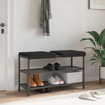 vidaXL Bankkussen 2 st Sherpa Stof Zwart Diepte 35 cm, Verzenden
