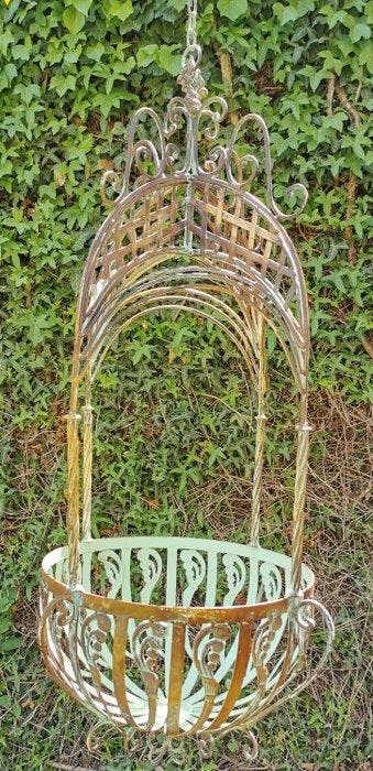 Mand - IJzer - Flower basket, Antiek en Kunst