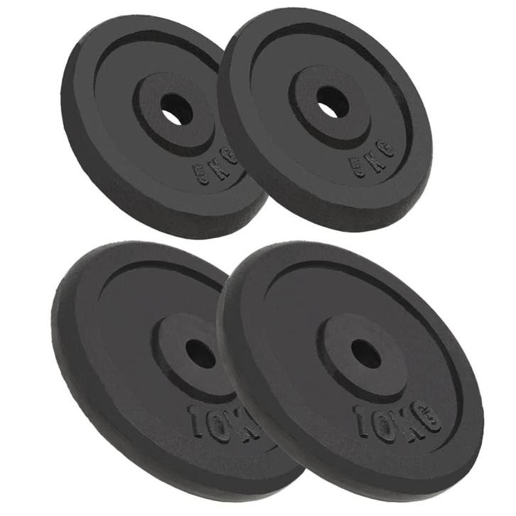 vidaXL Halterschijven 4 st 2x10 kg en 2x5 kg gietijzer, Sport en Fitness, Fitnessmaterialen, Nieuw, Verzenden
