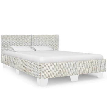 vidaXL Bedframe natuurlijk rattan grijs 160x200 cm, Verzenden, Nieuw