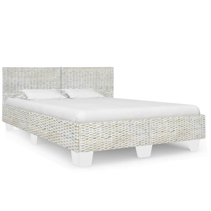 vidaXL Bedframe natuurlijk rattan grijs 160x200 cm, Maison & Meubles, Chambre à coucher | Lits, Envoi