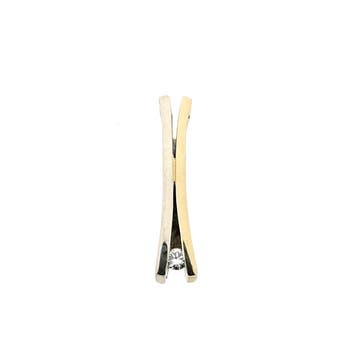 Bicolor gouden minimalistische hanger met diamant; 0,015 ct., Handtassen en Accessoires, Bedels, Ophalen of Verzenden, Gebruikt