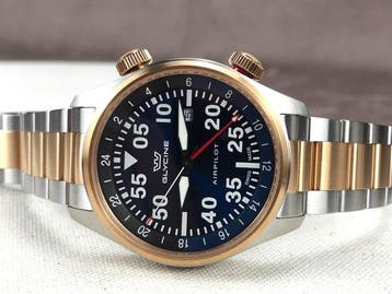 Glycine - Airpilot GMT Two-Tone Blue Date - GL0349 - Homme -, Bijoux, Sacs & Beauté