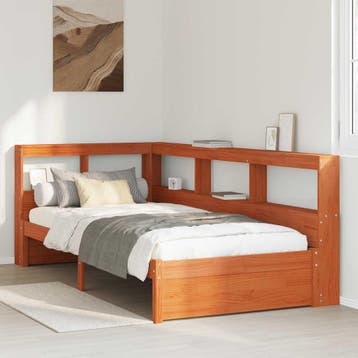 vidaXL Boekenkast Bed met hoofdeinde met opslag Massief, Verzenden, Nieuw