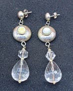 Argent, cristal de roche, nacre - Boucles doreilles