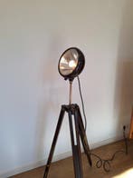 Lamp - Metaal, Hout met Koper & Messing accenten - Zoeklicht