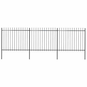 vidaXL Tuinhek met speerpunt staal 504x150 cm zwart, Verzenden, Nieuw