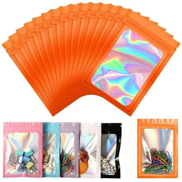 Fako Bijoux - 50 Oranje Holografische Folie Zip Lock Zakjes, Verzenden, Nieuw