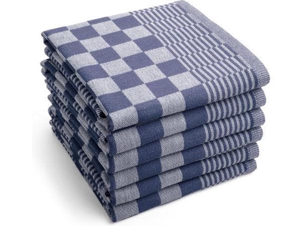 Veiling - 72x Horeca Theedoek - Blauw Geblokt, Huis en Inrichting, Keuken | Textiel