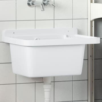 vidaXL Wasbak wandgemonteerd 50x35x24 cm hars wit, Verzenden