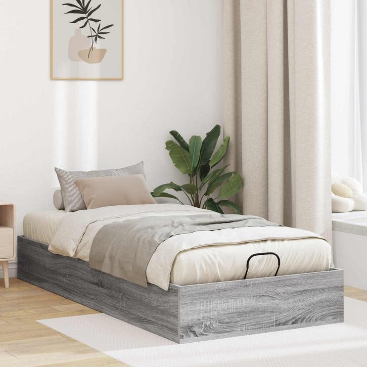 vidaXL Ottoman Bedframe met opslag Grijze Sonoma 203 x 100 x, Huis en Inrichting, Slaapkamer | Bedden, Nieuw, Verzenden