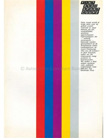 1970 FIAT 850 SPORT COUPÉ BROCHURE NEDERLANDS, Ophalen of Verzenden