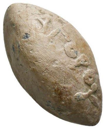 Oud-Grieks -Lood-slingschotkogel met afbeelding van een