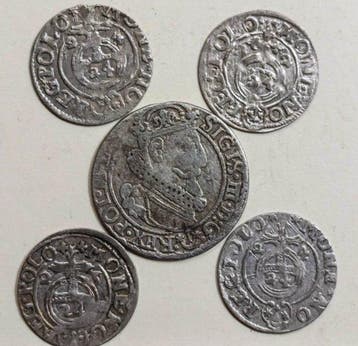 Polen. Lot of 5 coins, various denominations XVII cent., Postzegels en Munten