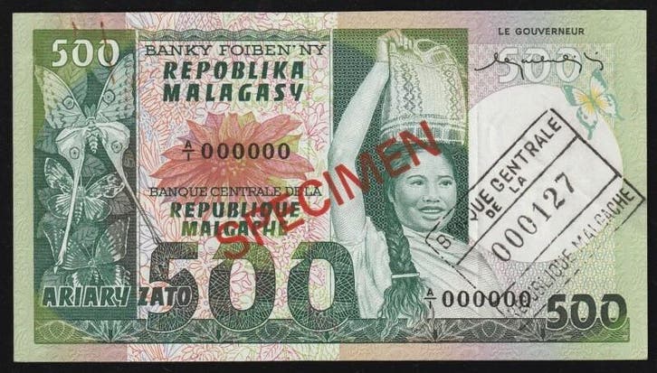 Ohne Jahr Madagascar Madagaskar Pick 64 500 Francs / 1000..., Postzegels en Munten, Bankbiljetten | Europa | Niet-Eurobiljetten
