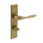 Deurklink Banaan met schild WC63/8mm messing getrommeld g..., Ophalen of Verzenden, Nieuw, Koper of Messing, Klink of Kruk