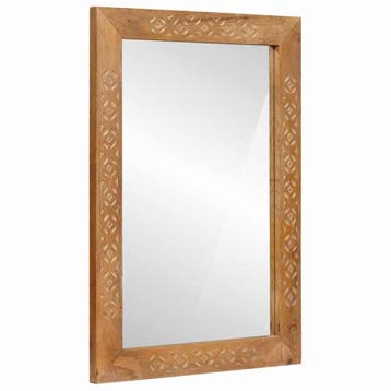 vidaXL wandspiegel Rechthoekig 70 x 50 cm Bewerkt hout en, Huis en Inrichting, Woonaccessoires | Spiegels, Verzenden, Nieuw