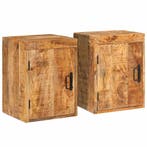vidaXL Nachtkastje 2 pcs Bruin 35 x 33 x 48 cm Massief Mango, Huis en Inrichting, Slaapkamer | Nachtkastjes, Verzenden, Nieuw