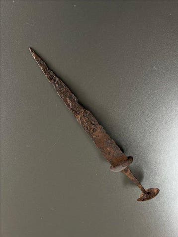 Médiéval, époque des Croisés Fer Dague à disque, Antiquités & Art