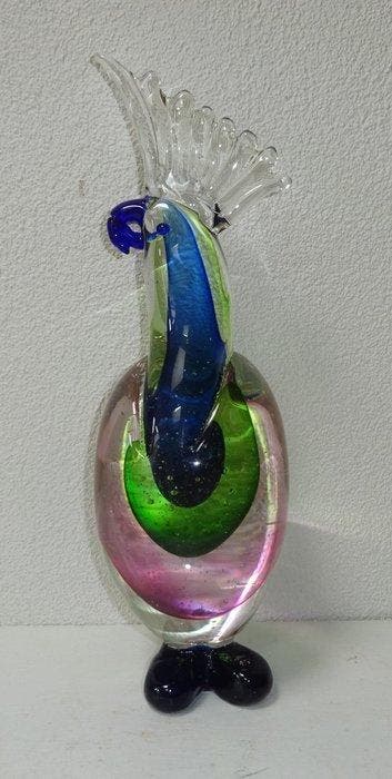 Beeld, Murano Kaketoe - 33.5 cm - Glas, Antiek en Kunst, Curiosa en Brocante