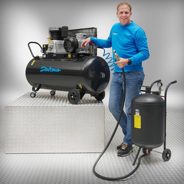 Datona Straalset compleet - compressor (200L/230V) +, Doe-het-zelf en Bouw, Gereedschap | Overige machines, Ophalen of Verzenden
