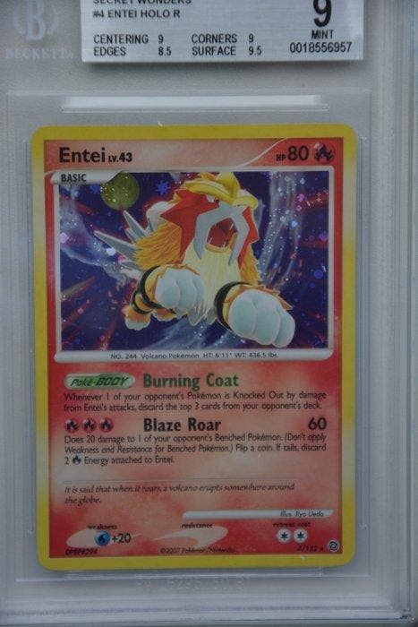 Pokémon - 1 Graded card - Entei 4 Holo - Beckett 9 - Diamond, Hobby en Vrije tijd, Verzamelkaartspellen | Pokémon