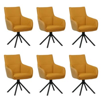 Set van 6 Leren draaibare eetkamerstoelen Fancy Duo - Kenia, Ophalen of Verzenden