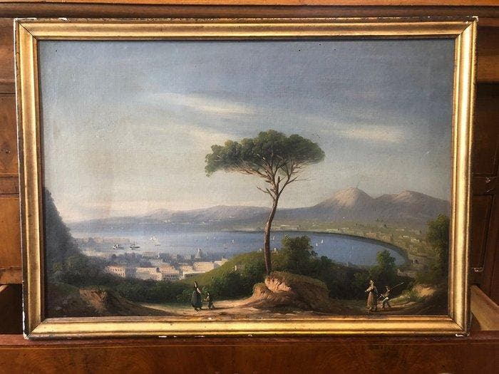 Ercole Gigante (1815-1860), Werkplaats van - Veduta sul, Antiquités & Art, Art | Peinture | Classique