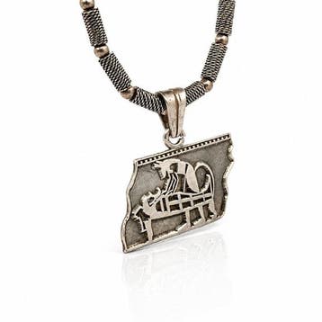 Zilver - Ketting met hanger - Oud-Egyptische stijl, Antiek en Kunst
