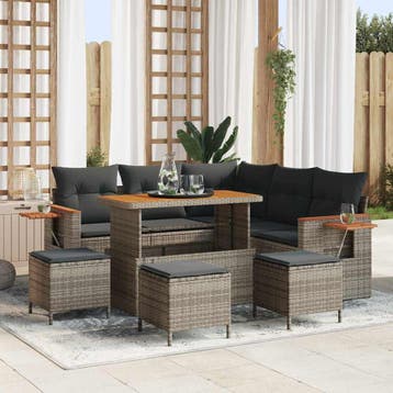 vidaXL Tuinbank Set 10 st 9-Aantal zitplaatsen Grijs poly, Verzenden, Nieuw