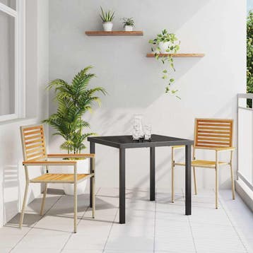 vidaXL Tuin stapelstoelen 2 st Bruin en Beige, Tuin en Terras, Verzenden, Nieuw