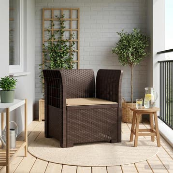 vidaXL Eén-zits Fauteuil met Kussen Rieten Look PP Bruin, Verzenden, Nieuw