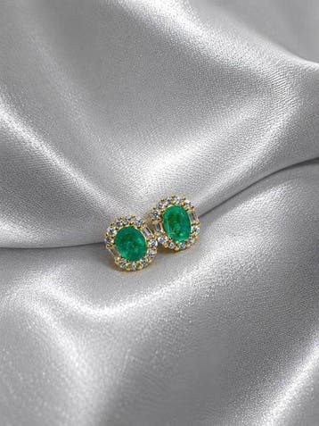 Zonder minimumprijs - Oorbellen Zilver - 0.50ct. tw. Smaragd
