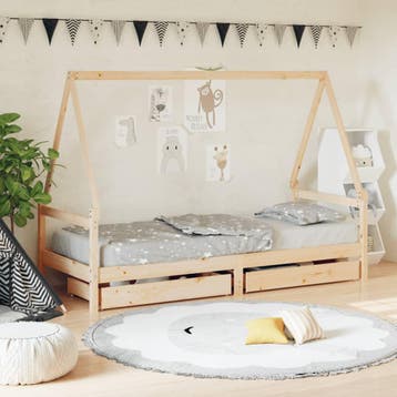 vidaXL Kinderbedframe met lades 80x200 cm massief grenenhout, Verzenden