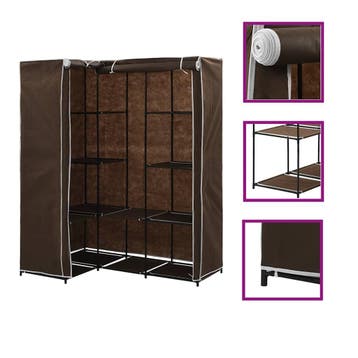 vidaXL Hoekkledingkast 130x87x169 cm bruin, Huis en Inrichting, Verzenden, Nieuw