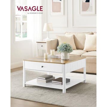 Salontafel - met 2 grote lades - 80x80x45 cm - vierkant -, Huis en Inrichting, Verzenden, Nieuw