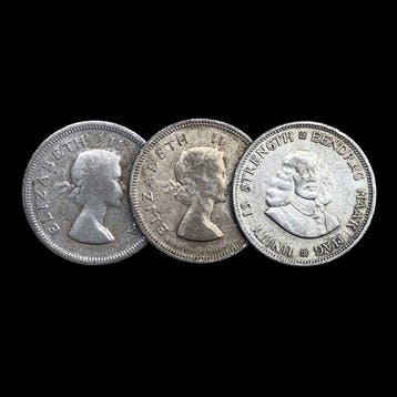 Zuid-Afrika. 3 Silver (2x 2 Shillings + 1x 20 Cents) Coins