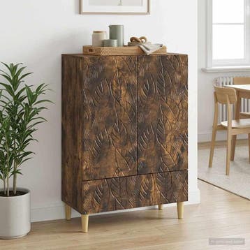 vidaXL Dressoir Gerookt eiken 66 x 34,5 x 95 cm Bewerkt hout, Verzenden, Nieuw
