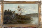 M. Zampella (XlX) - Travellers camping by a lake - NO, Antiek en Kunst